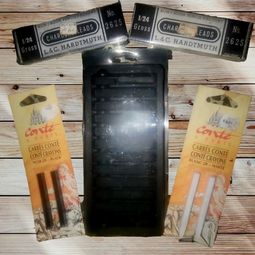 Lot of Drawing CHARCOALS Art Supplies (New & Vintage)